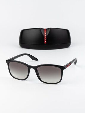 Prada Linea Rossa Men Sunglasses Black Grey Square PSA08S 1AB0A7 NEW AUTHENTIC